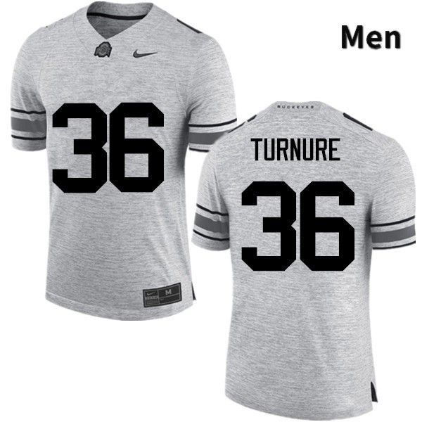 Ohio State Buckeyes Zach Turnure Men's #36 Gray Game Stitched College Football Jersey